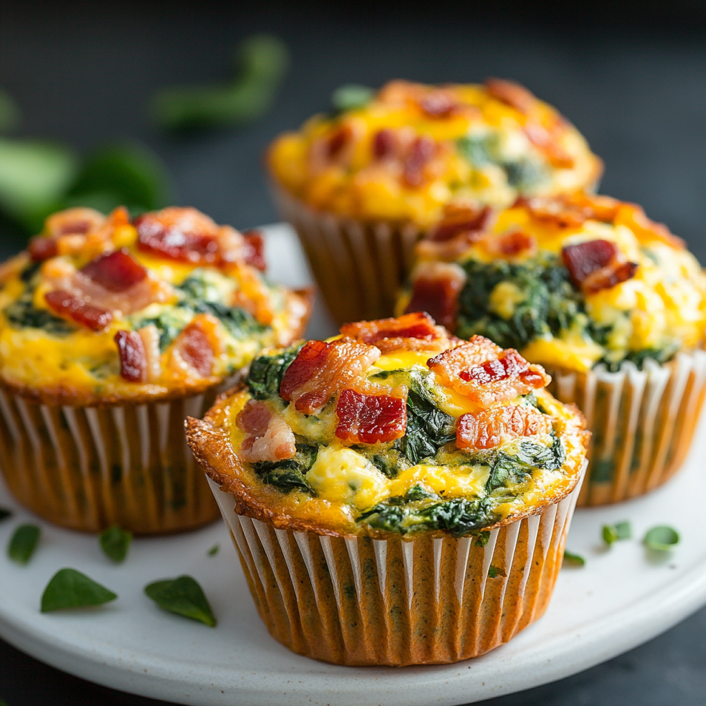 Savory Spinach and Turkey Bacon Egg Muffins