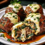Spinach Garlic Meatballs Stuffed with Mozzarella