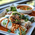 Beef Spring Rolls with Peanut Lime Sauce