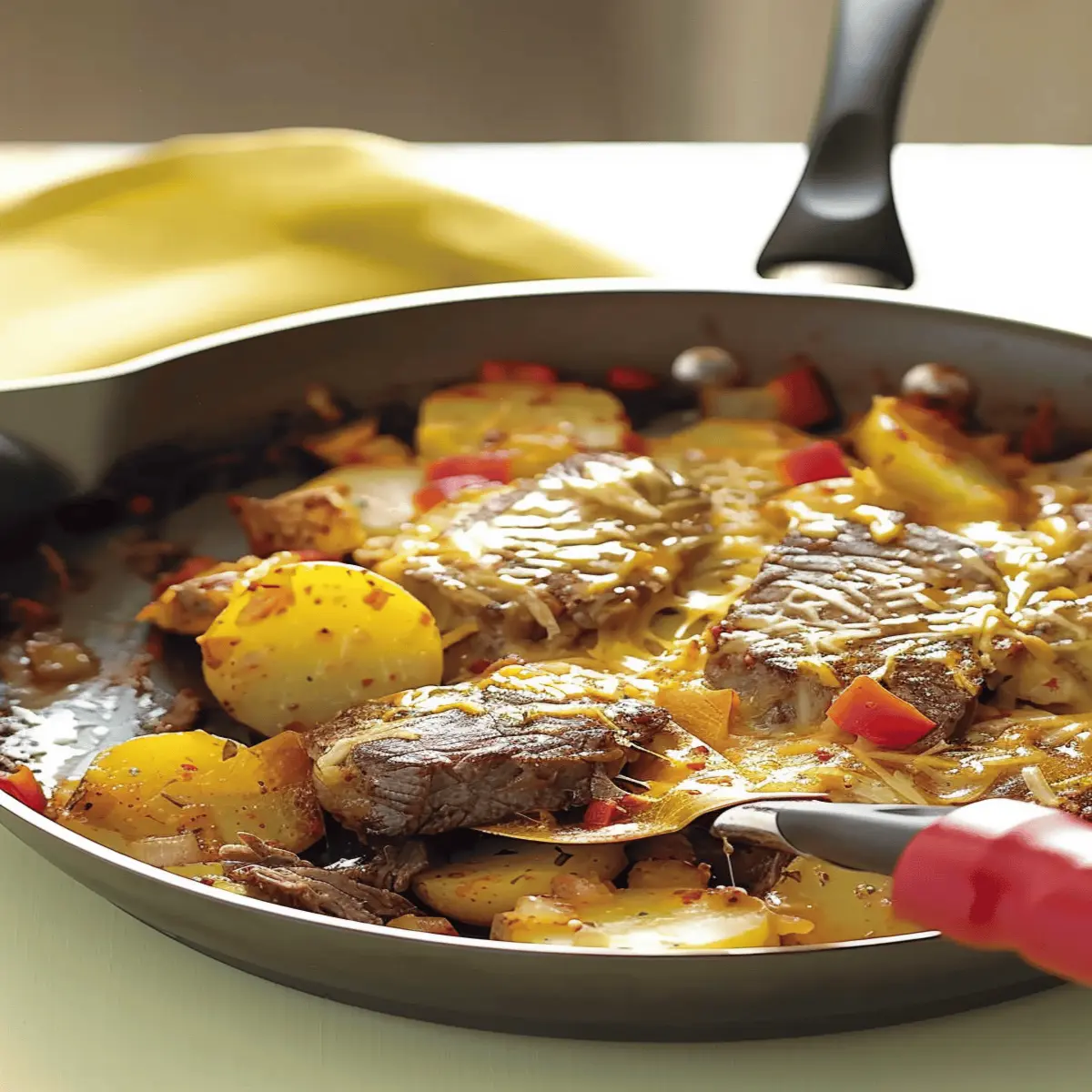 Cheesy Steak and Potato Skillet
