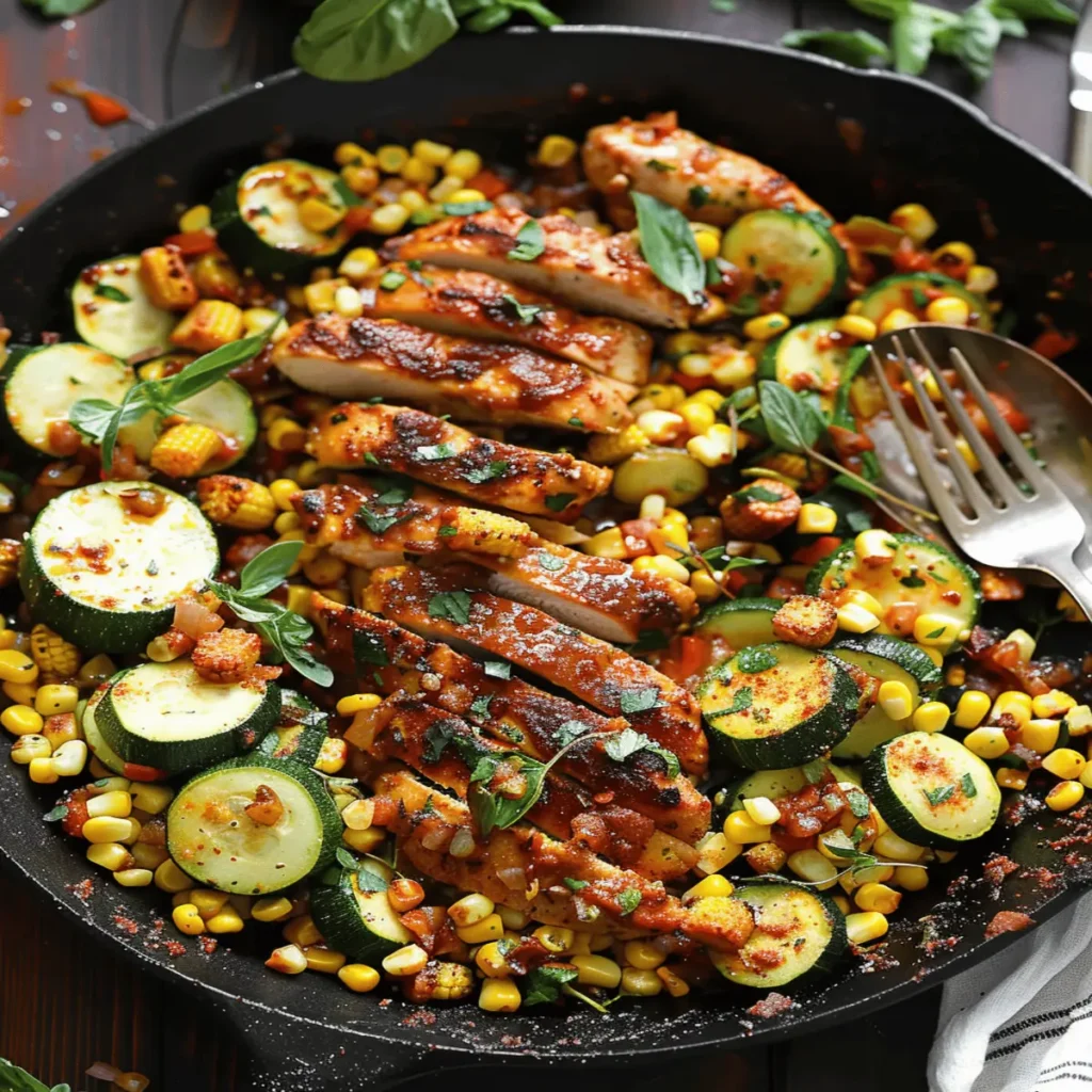 Garlic Butter Chicken with Fresh Zucchini and Sweet Corn