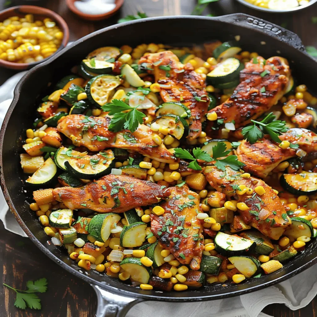 Garlic Butter Chicken with Fresh Zucchini and Sweet Corn