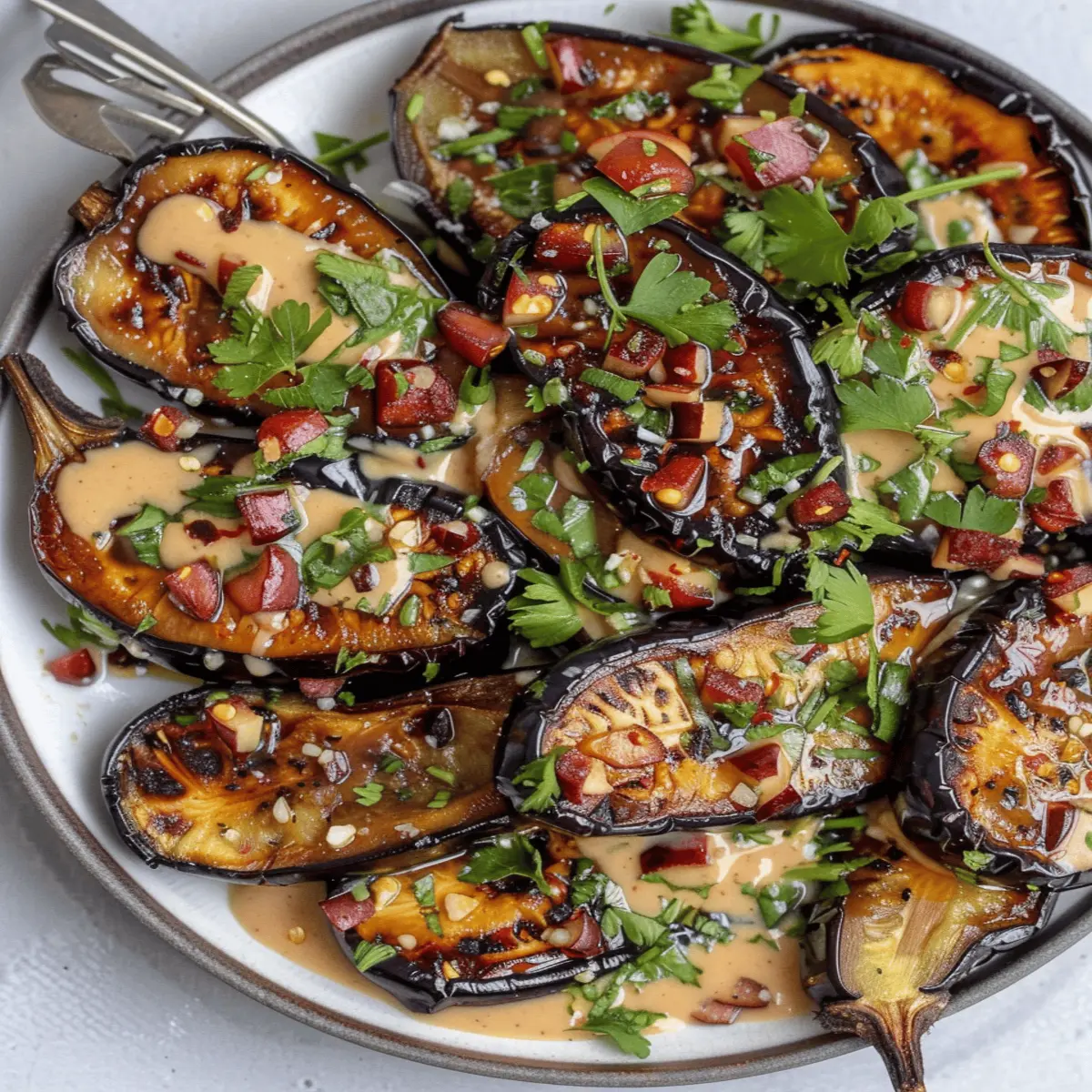 Spicy Miso Tahini Eggplant