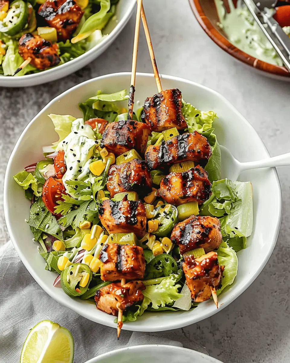 BBQ Chicken Skewer Salad