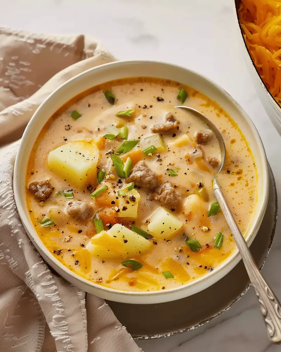 Cheesy Hamburger Potato Soup