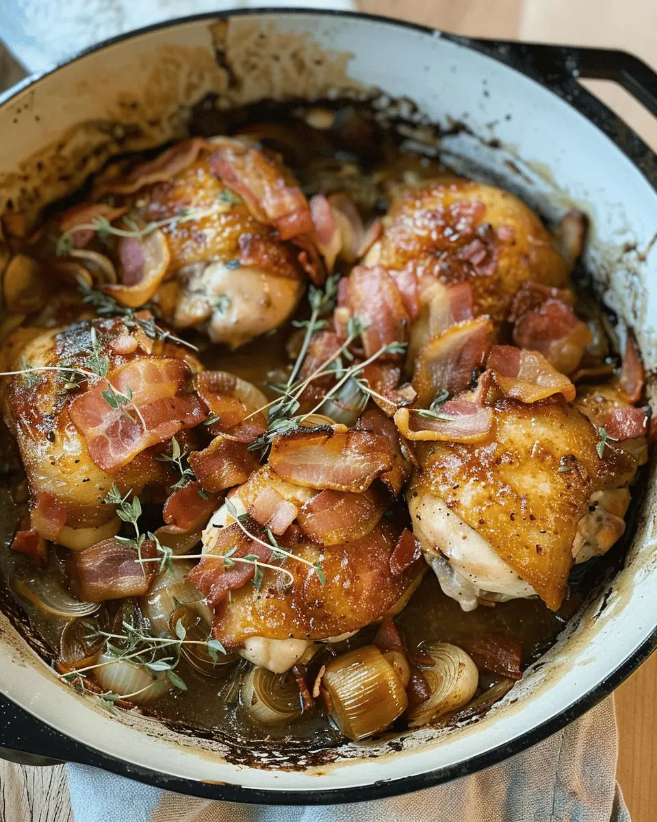 Chicken Fricassée with Shallots and Bacon