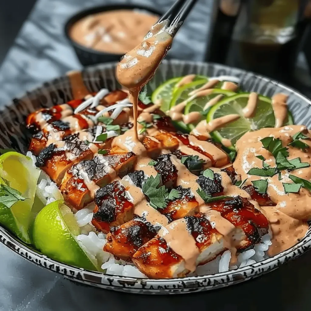 Chili Chicken Bowl with Coconut Lime Drizzle