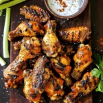 Grilled Chicken Wings with Seasoned Buffalo Sauce