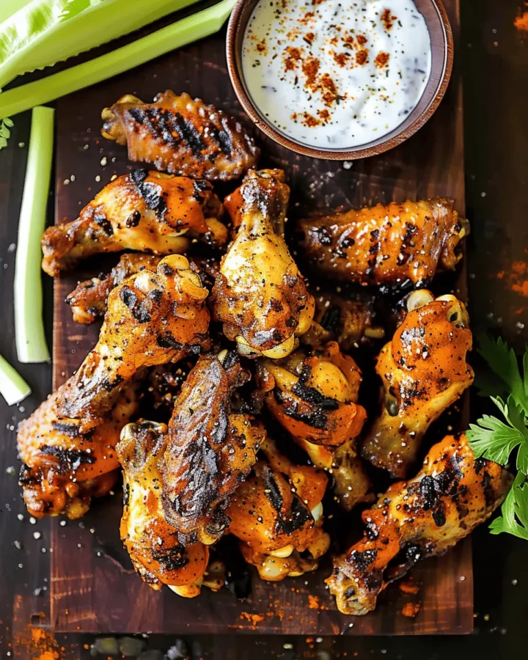 Grilled Chicken Wings with Seasoned Buffalo Sauce