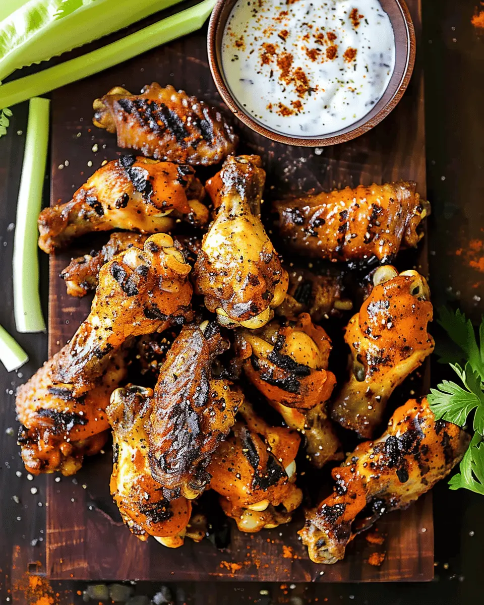 Grilled Chicken Wings with Seasoned Buffalo Sauce