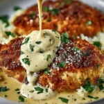 Parmesan Crusted Chicken with Creamy Garlic Sauce