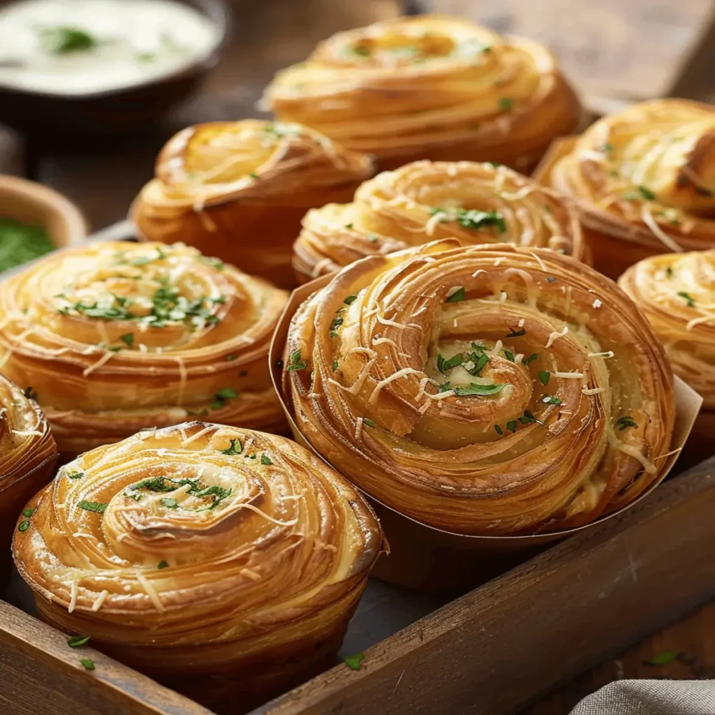 cheesy garlic cruffins