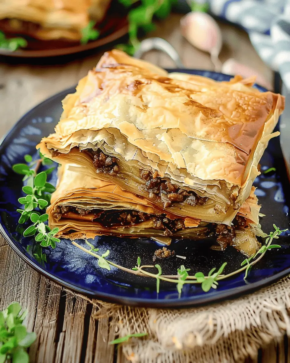 Greek Phyllo Meat Pie: Easy Turkey Bacon and Chicken Ham Delight