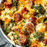 Cheesy Broccoli, Sausage and Cauliflower Casserole