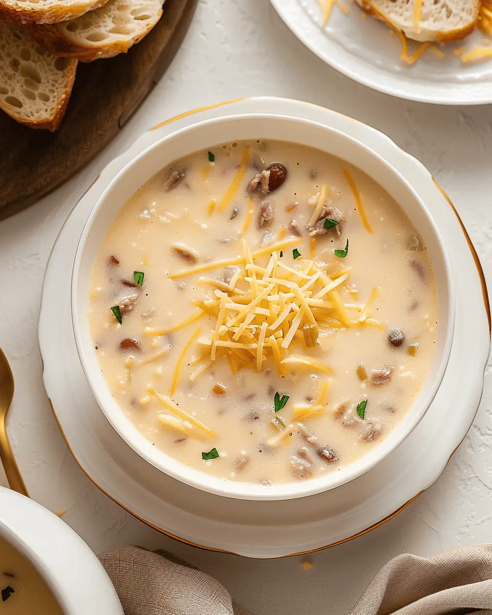 Easy Creamy Reuben Soup with Turkey Bacon and Chicken Ham Delight