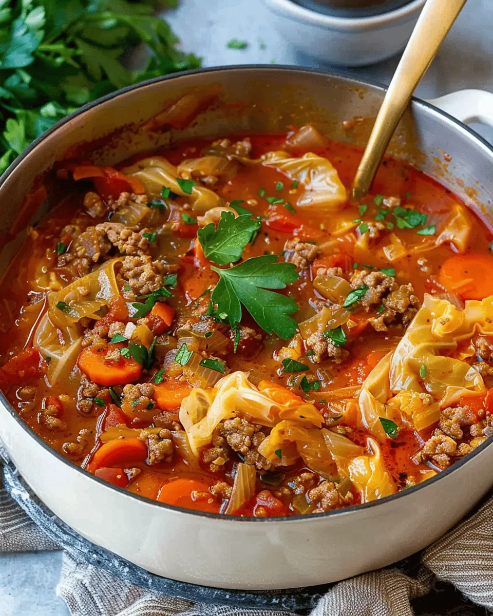 Cabbage Roll Soup: Hearty Delight with Turkey Bacon and Chicken Ham
