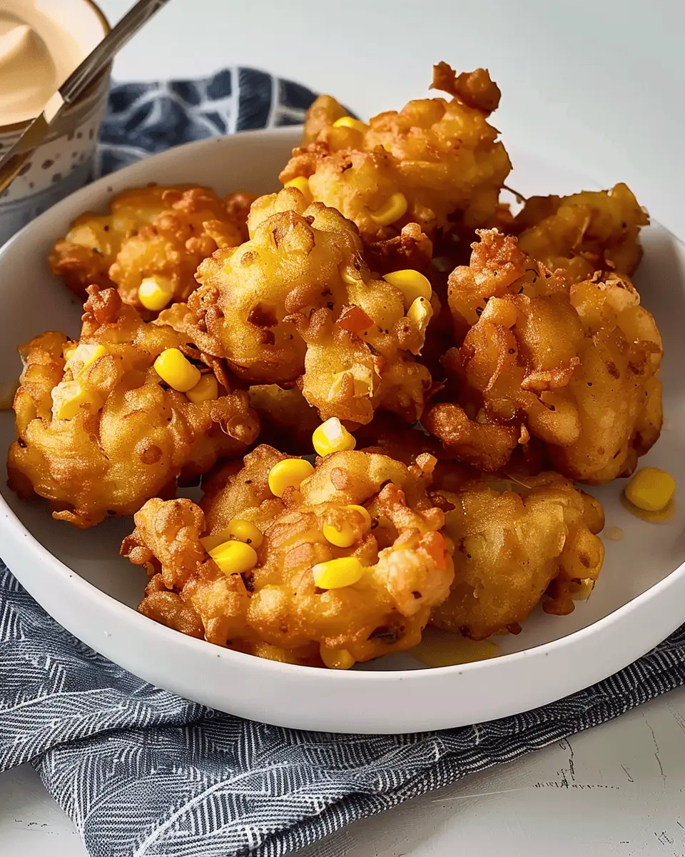 Corn Fritters Made Better with Turkey Bacon and Spicy Dip