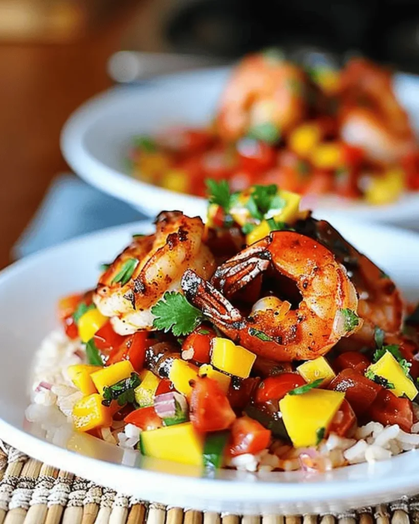 spicy shrimp with mango salsa