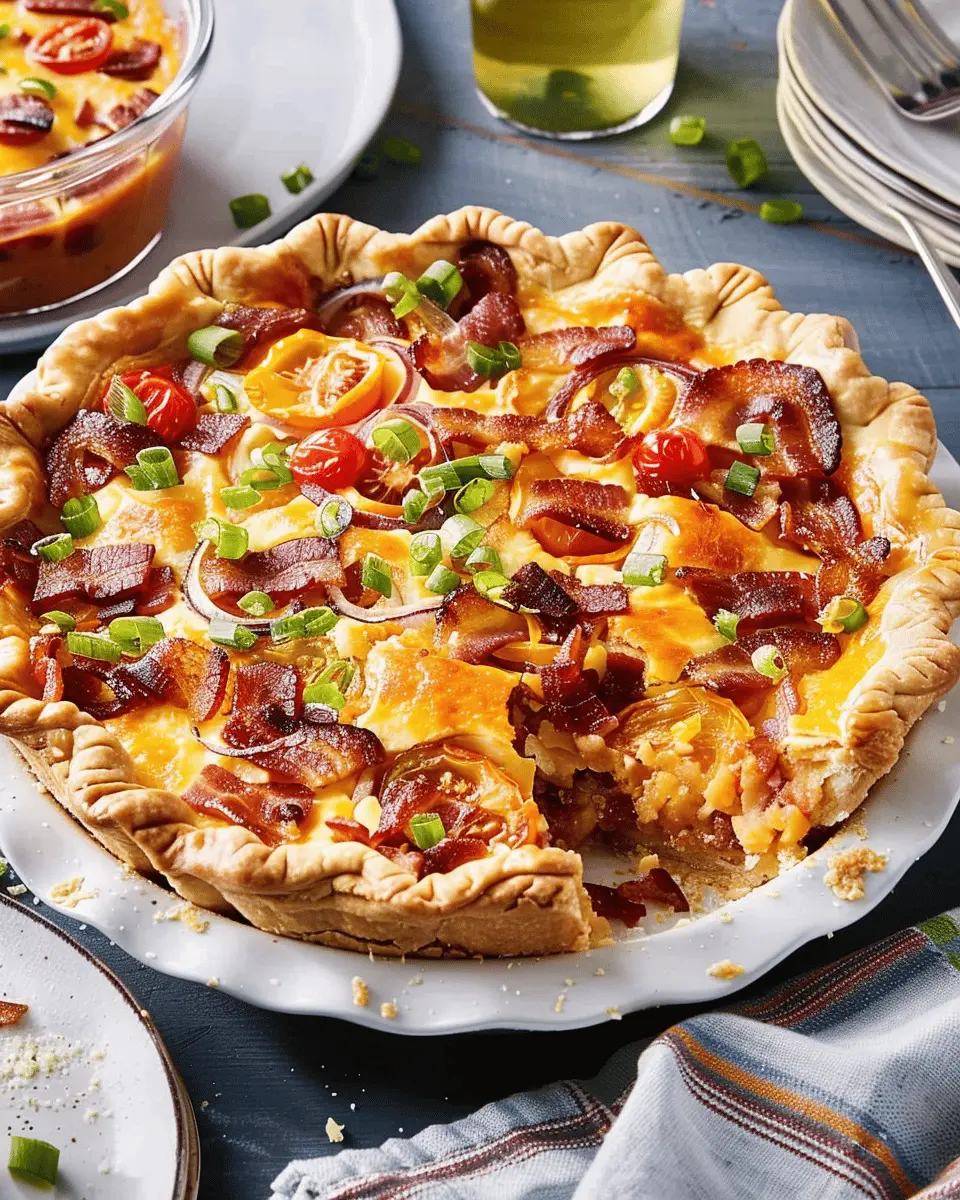 Bacon Onion Tomato Pie: Easy Turkey Bacon Twist for Comfort Food