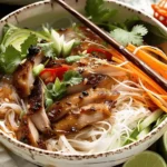 vietnamese noodle bowl with chicken