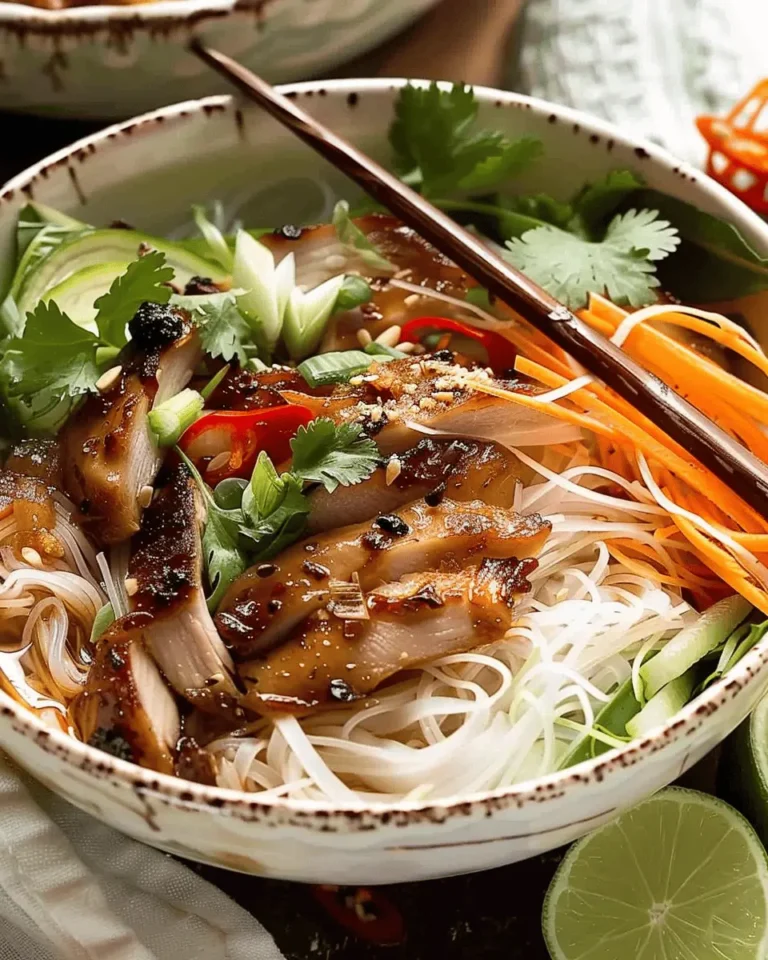vietnamese noodle bowl with chicken