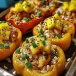 Teriyaki Pineapple Chicken & Rice Stuffed Peppers