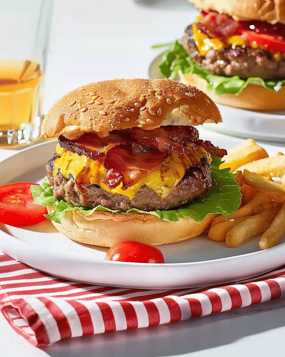 Slow-Cooked Juicy American Cheeseburgers with Turkey Bacon Delight