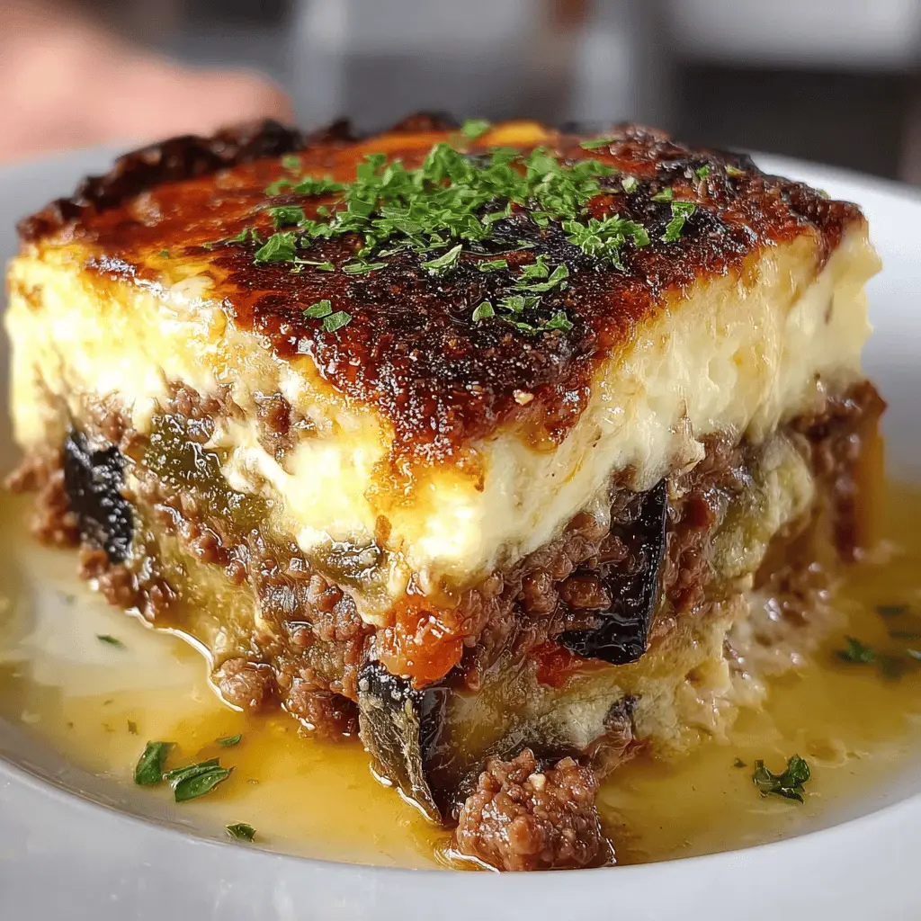 outrageously delicious Greek moussaka with Turkey Bacon and Chicken Ham