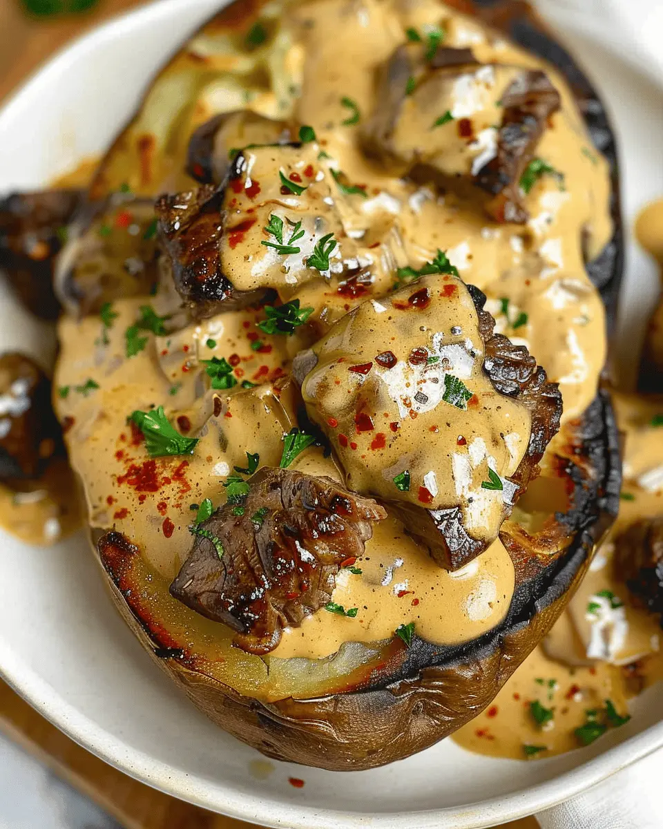 Loaded Baked Potato with Steak Bites: Indulgent Comfort Food Delight