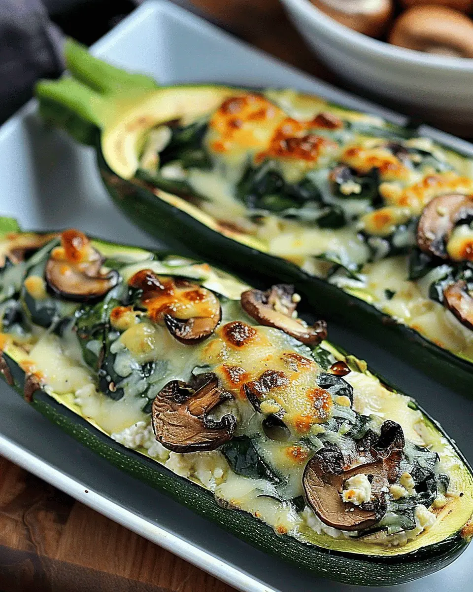 Spinach, Mushroom, and Ricotta Stuffed Zucchini Boats: An Easy Delight