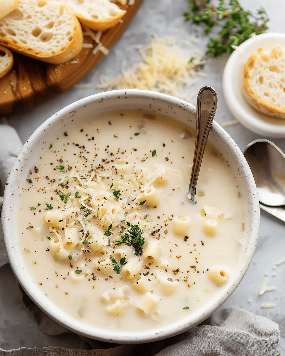 Creamy Garlic Parmesan Soup with Turkey Bacon: A Cozy Delight