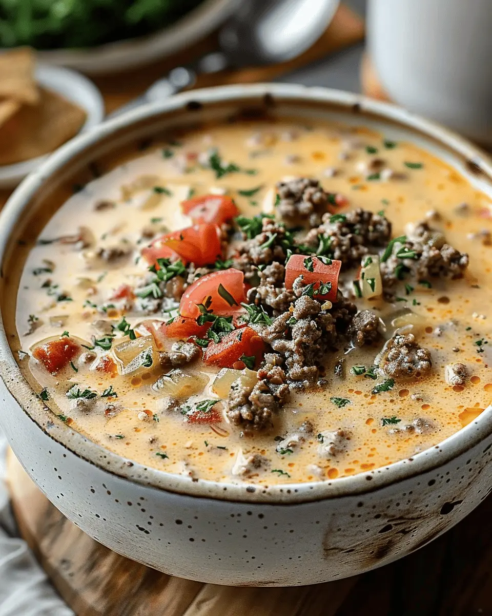 Easy Cheeseburger Soup: A Hearty Twist with Turkey Bacon and Chicken Ham
