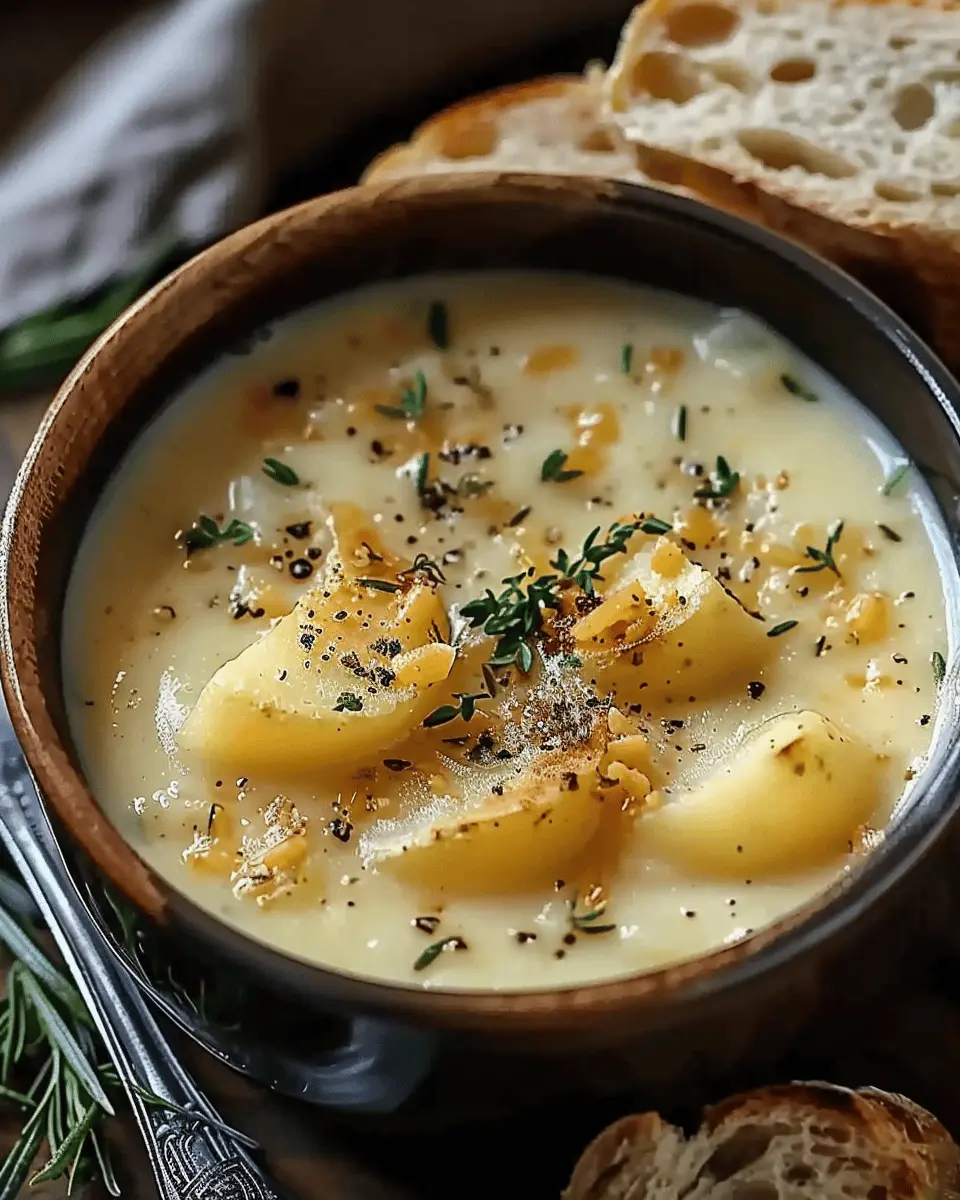 Cheddar Garlic Herb Potato Soup: Comforting Turkey Bacon Delight