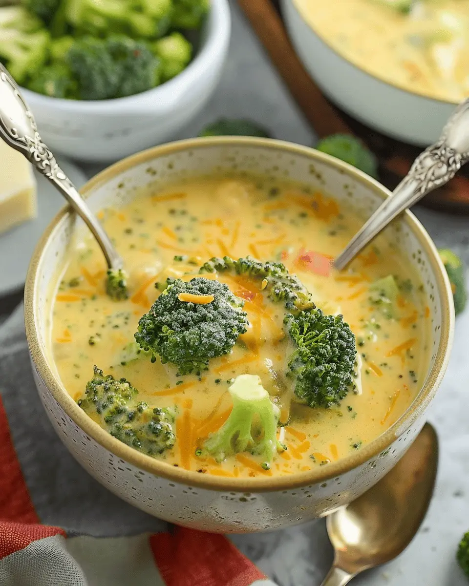High Protein Broccoli Cheddar Soup with Turkey Bacon Delight