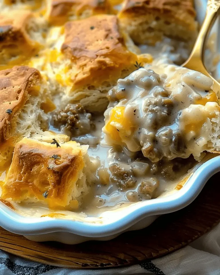 Lazy Biscuits & Gravy Breakfast Casserole