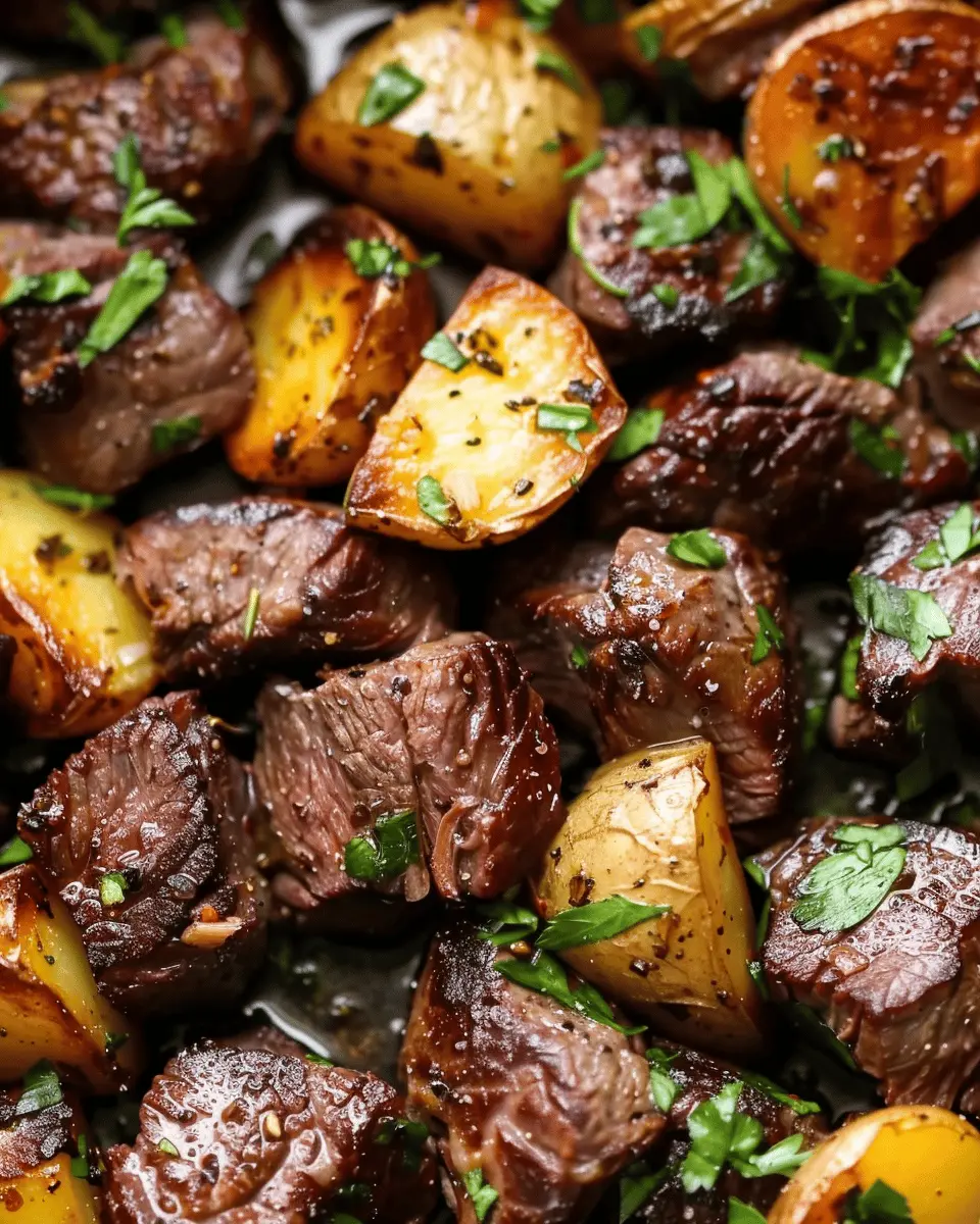Garlic Butter Steak Bites: Easy, Juicy Treat with Crispy Potatoes