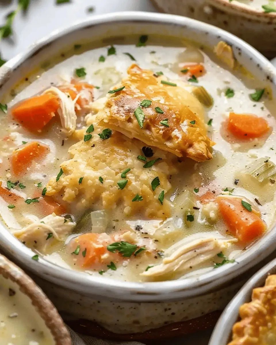 High Protein Chicken Pot Pie Soup with Turkey Bacon Delight