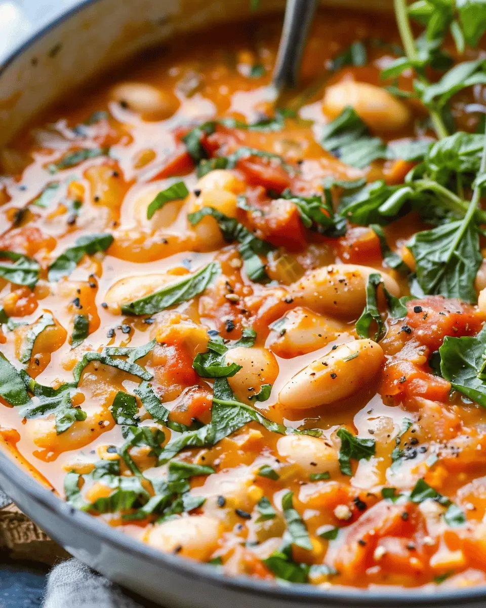Creamy Tomato White Bean Stew with Turkey Bacon for Comfort
