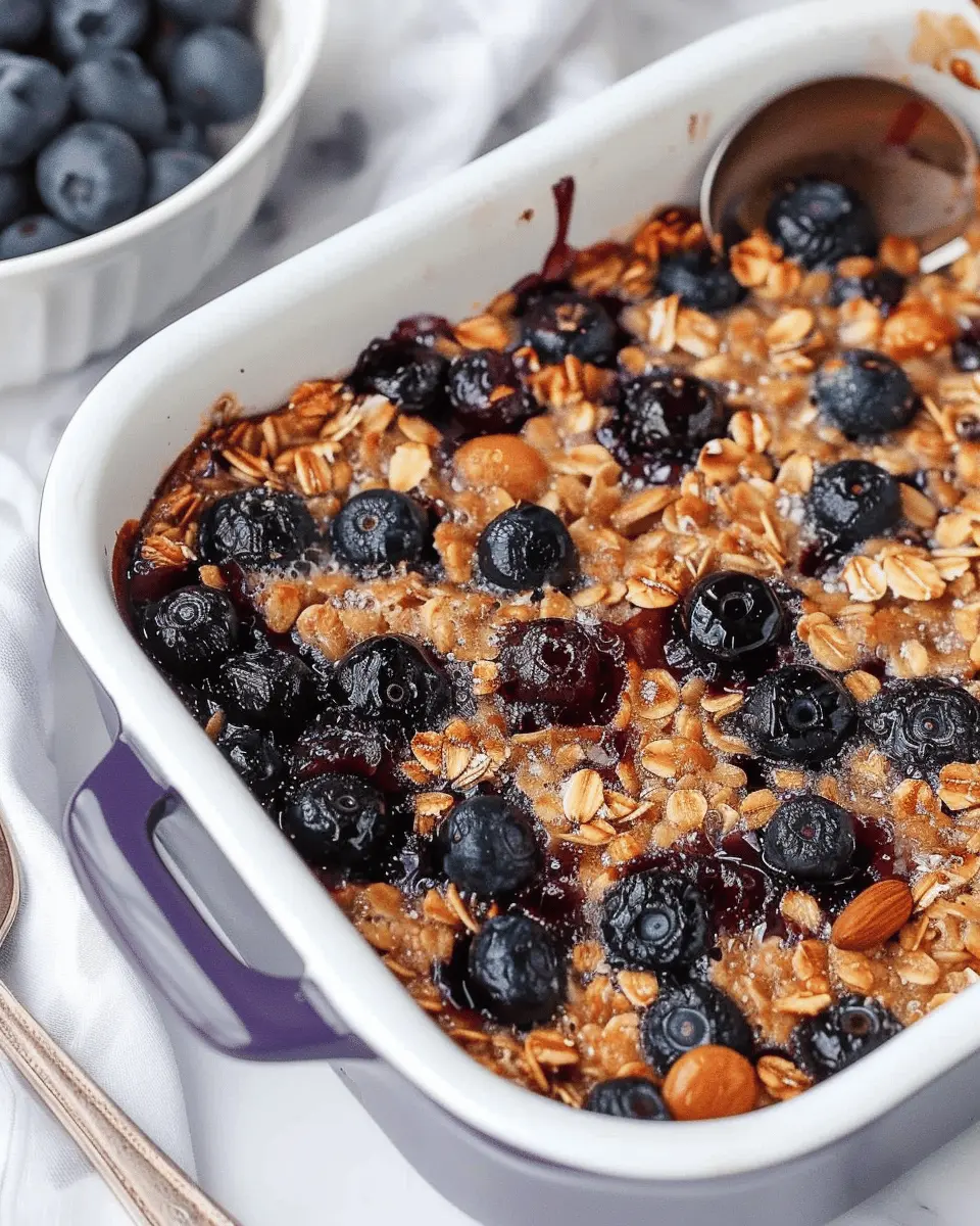 Blueberry Baked Oatmeal Perfection with Turkey Bacon Twist