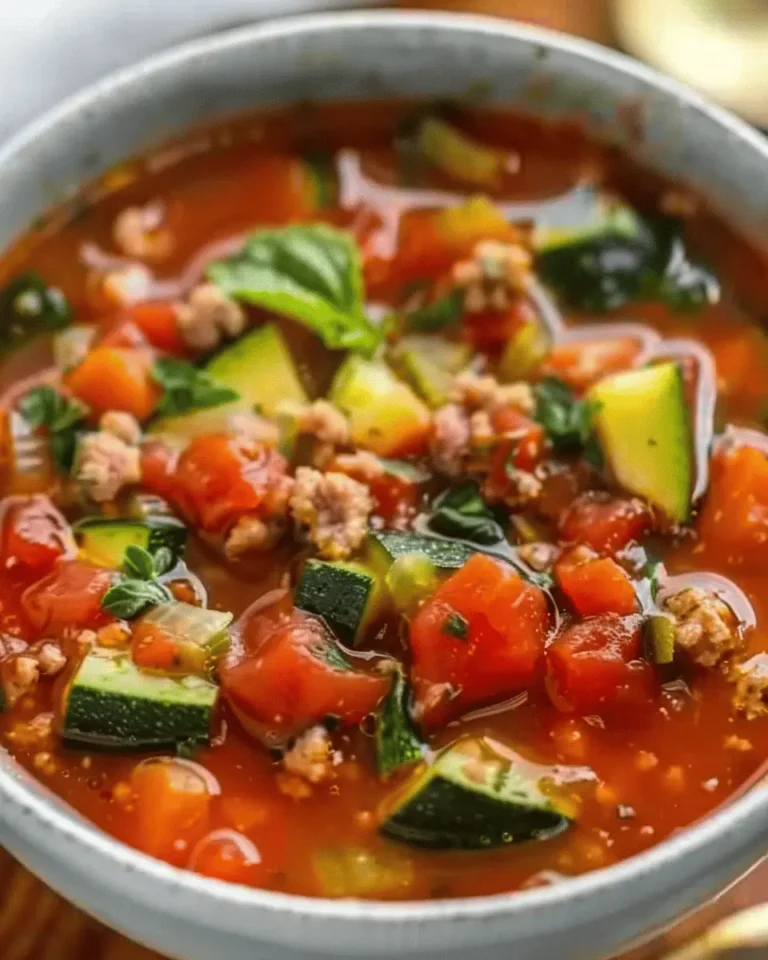 Healthy Zucchini Tomato Italian Sausage Soup