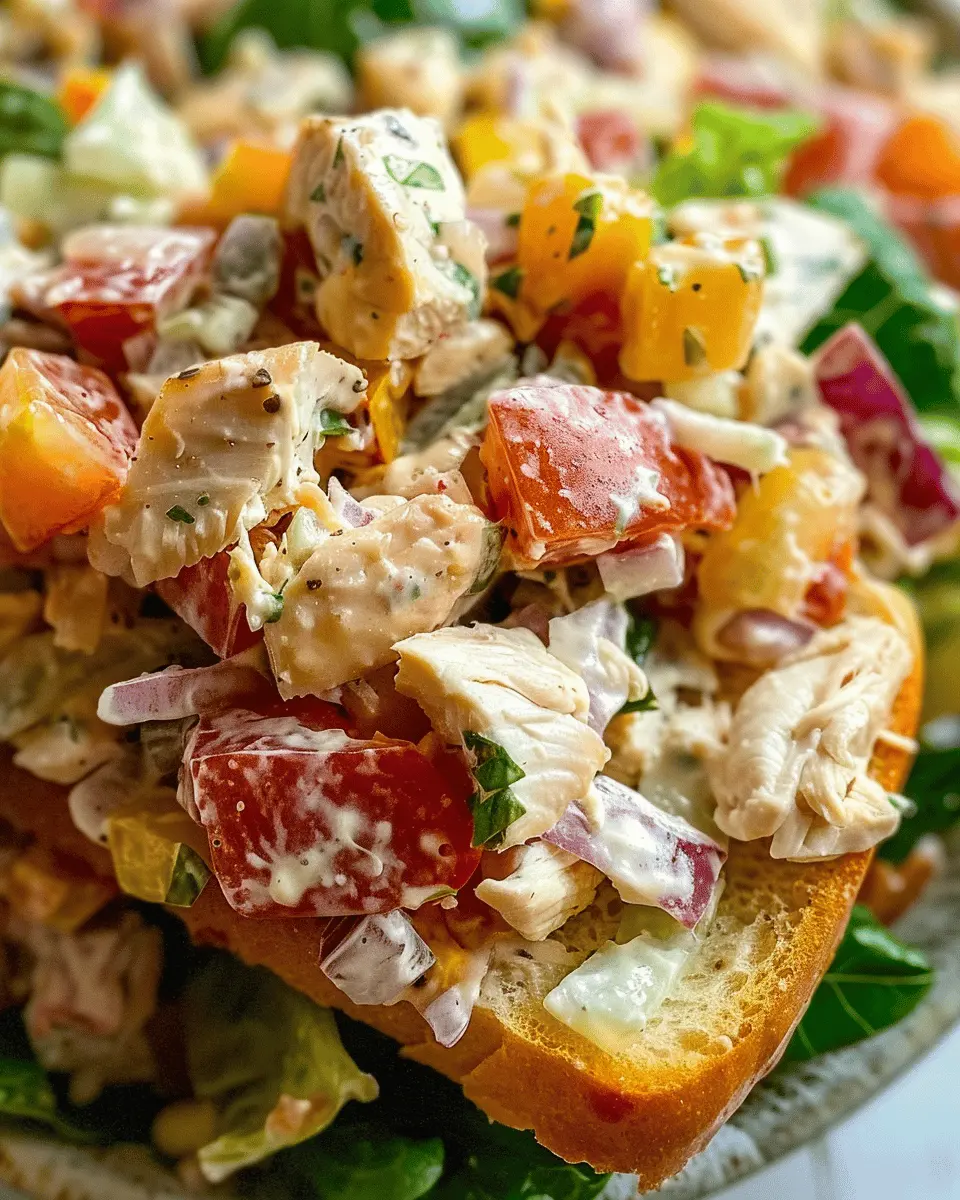 Italian Grinder Chicken Salad with Turkey Bacon and Chicken Ham