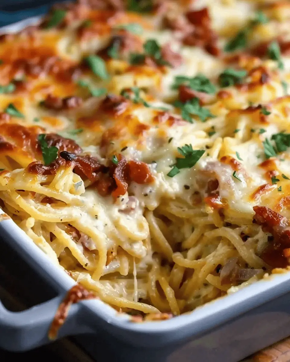 Creamy Southern Spaghetti Bake: Easy Recipe with Turkey Bacon