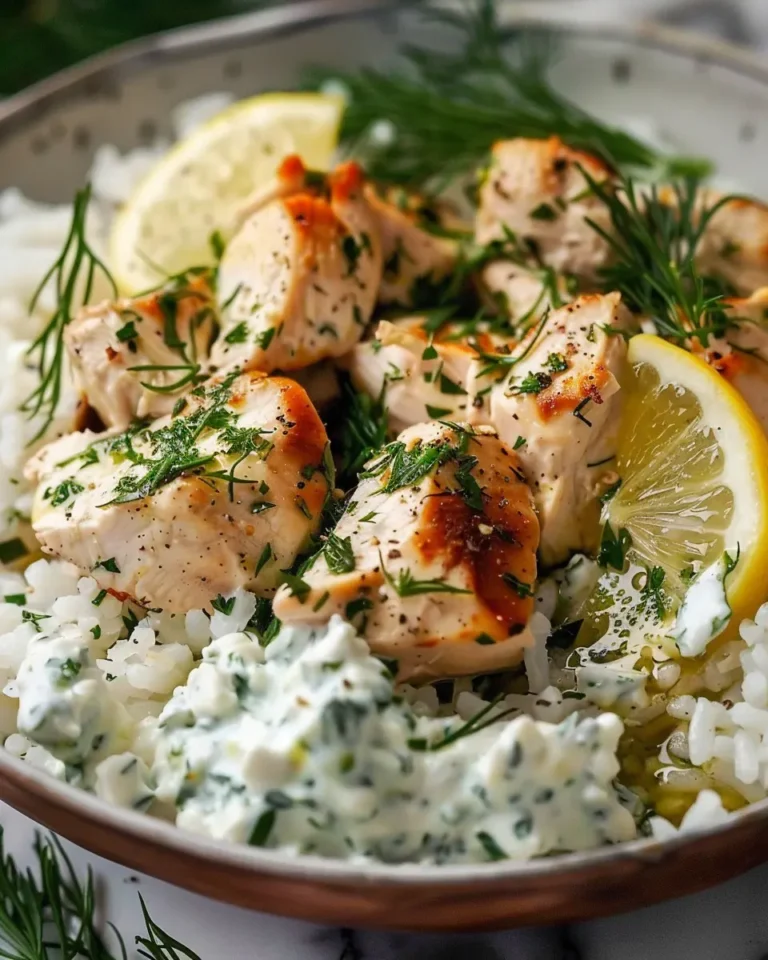 Dump-and-Bake Chicken Tzatziki Rice