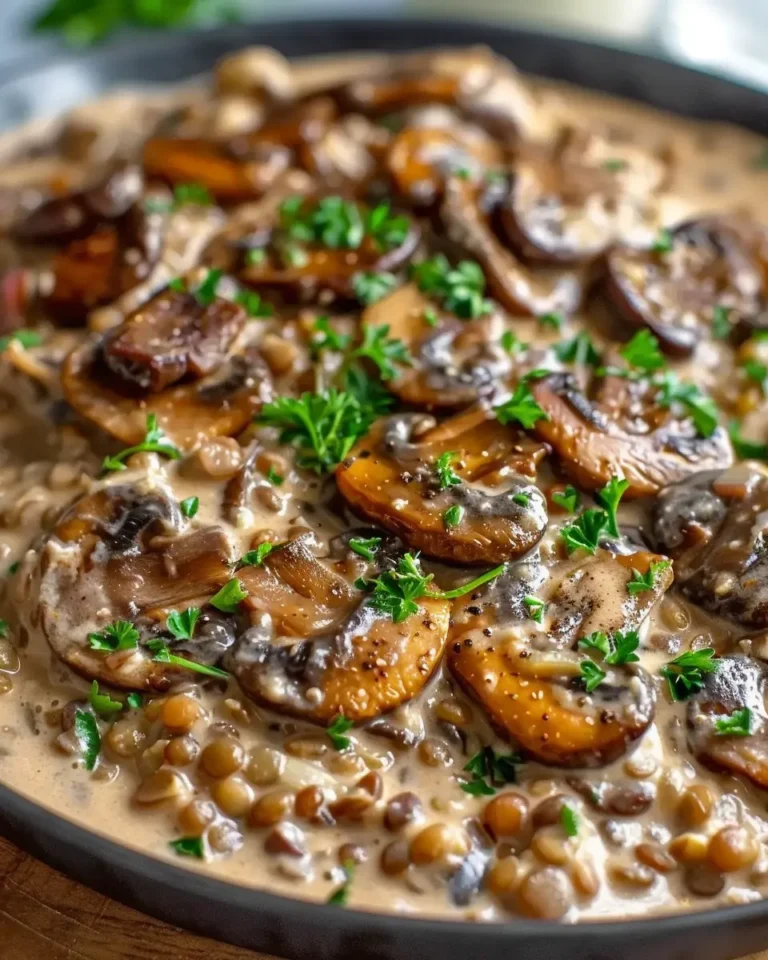 Creamy Vegan Lentil Mushroom Stroganoff