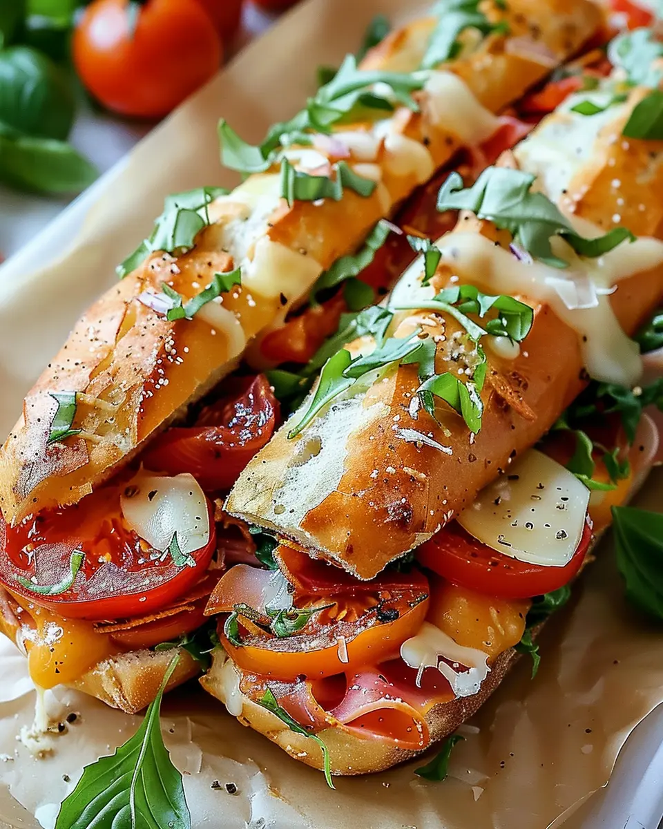 Baked Italian Grinder Sandwiches: Easy Turkey Bacon &amp; Chicken Ham Delight