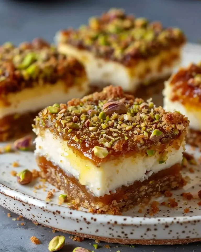 Greek Honey Pistachio Cheesecake Bars