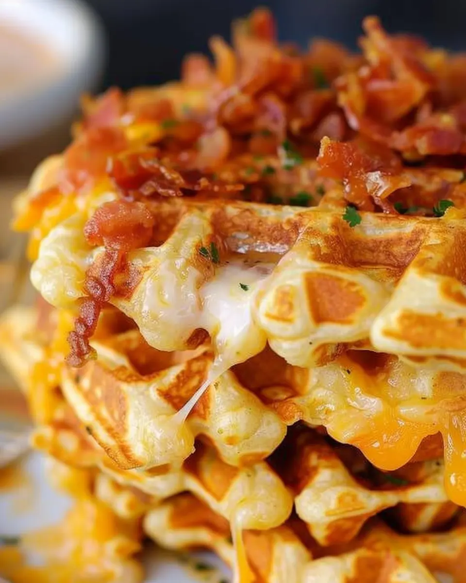 Cheese Loaded Hashbrown Waffles: Indulgent Twist with Turkey Bacon