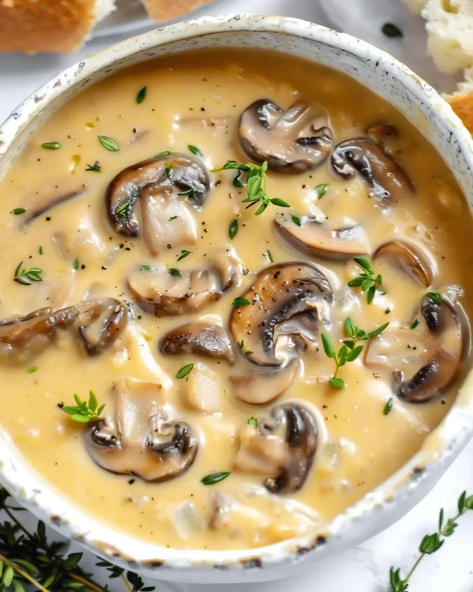 Cream of Mushroom Soup: Easy Comfort with Turkey Bacon and Chicken Ham