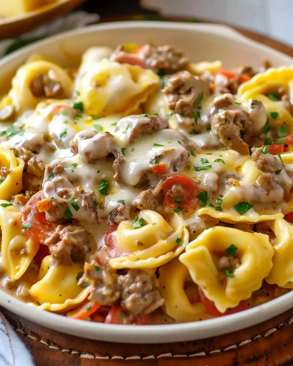 Crock Pot Cheesesteak Tortellini: Easy Comfort Food Delight